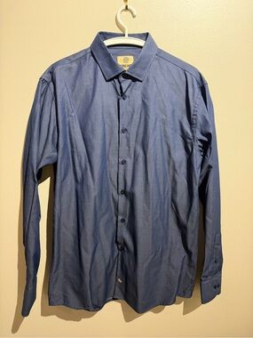 TREND‎ by F/X Fusion Mens Modern Fit Dark Blue Dress Shirt - Size L